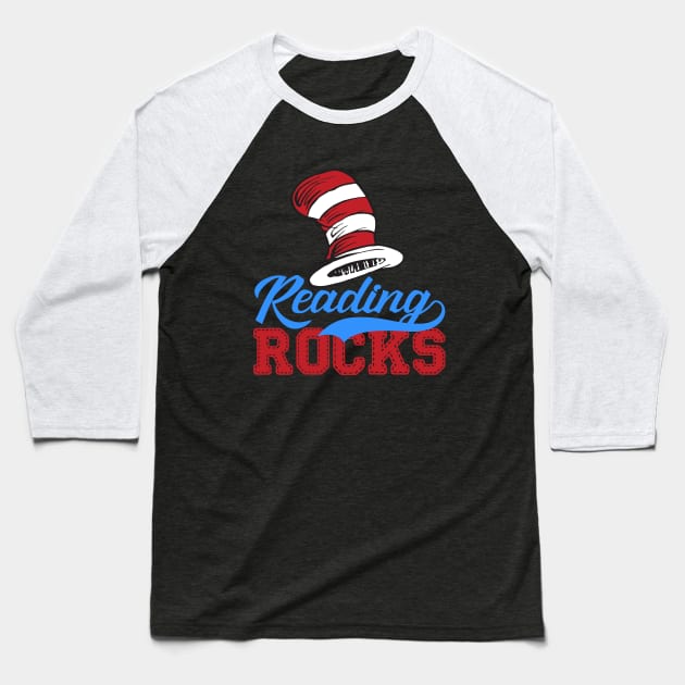 Reading Rocks - Read Across America Baseball T-Shirt by lastradaimamo